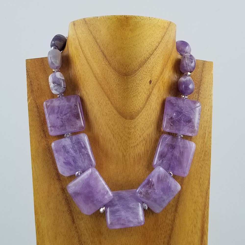Purple Sugilite and Amethyst Necklace/Bracelet Set